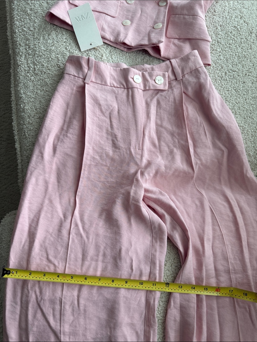 Zara Double-Breasted Sleeveless Pink Top and Pants Wide Legs Size 4 - Picture 15 of 16